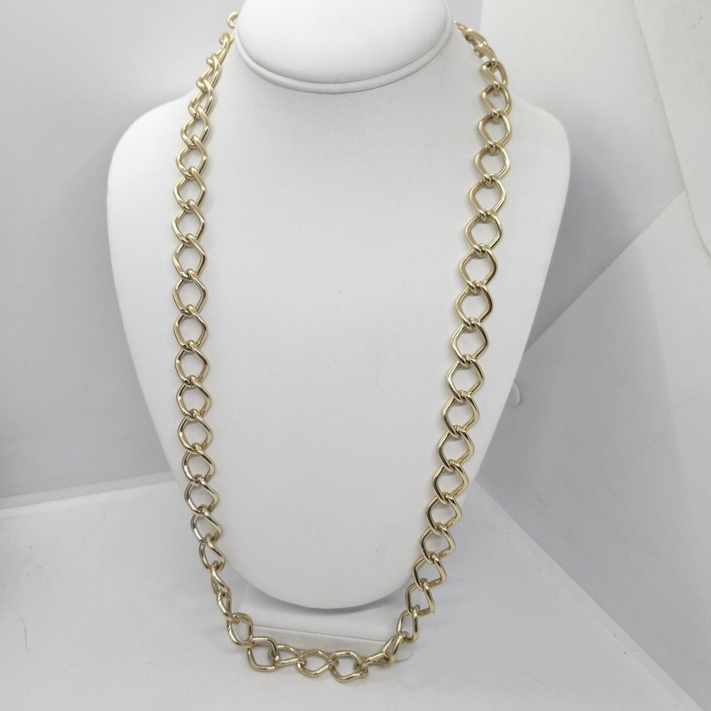 Gold Tone Chain Necklace‎ Toggle Clasp 30"